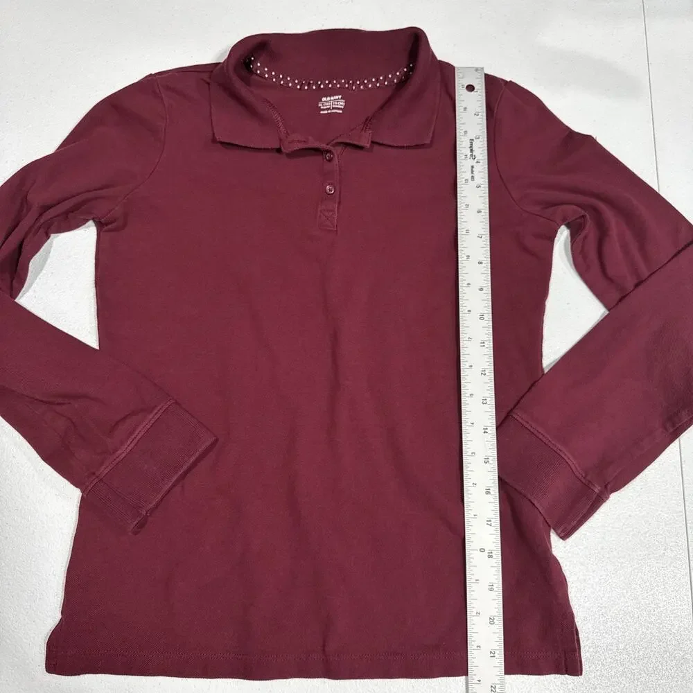 Lot Of 2 Old Navy School Uniform Long Sleeves Polo Shirts Wine Color Size XL (14